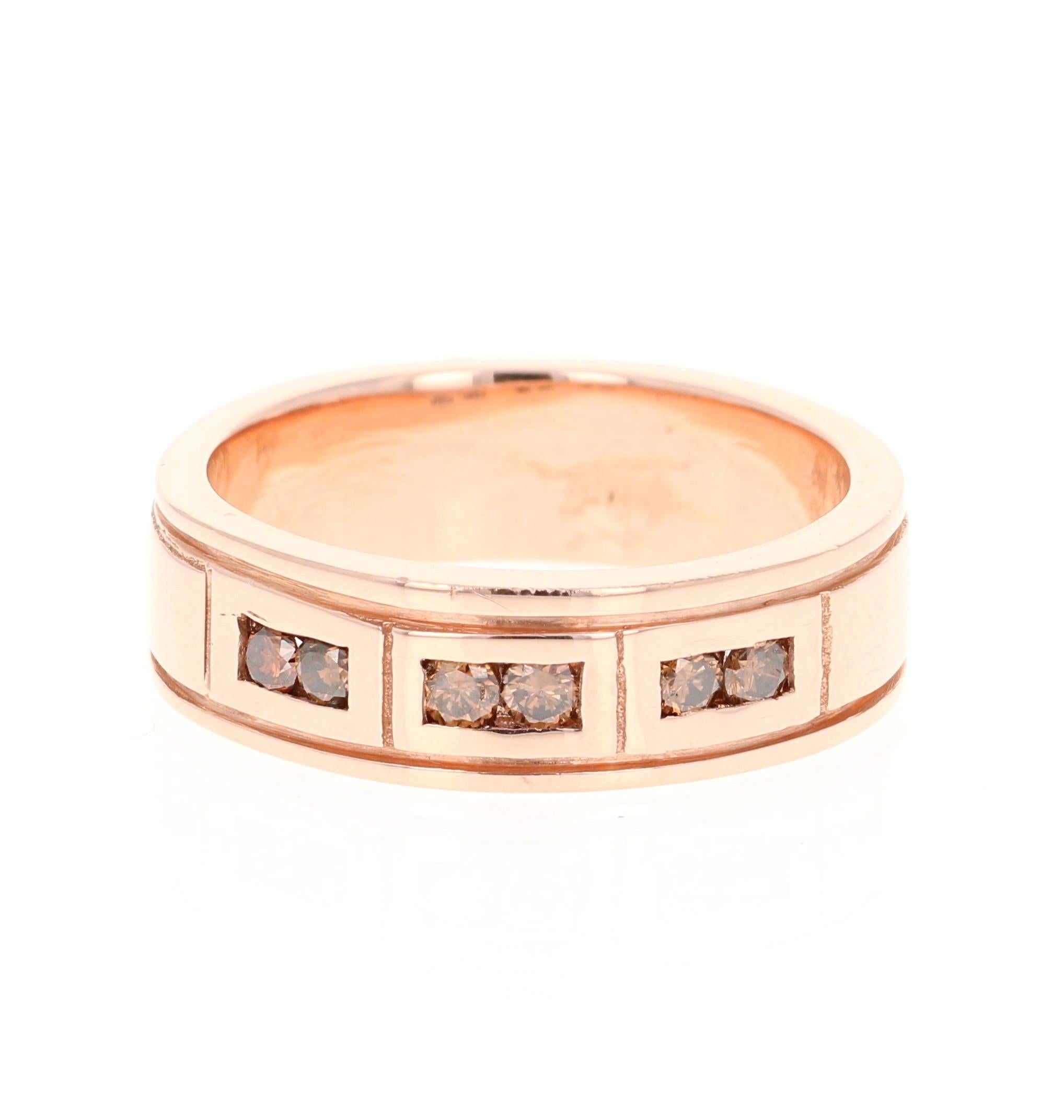 We have a Men's Fine Jewelry Collection as well! One stop shop for all your jewels! 

Calling this band unique is simply an understatement!

This ring is a magnificent and masculine Men's Champagne Diamond Band. It has 6 Round Cut Champagne Colored