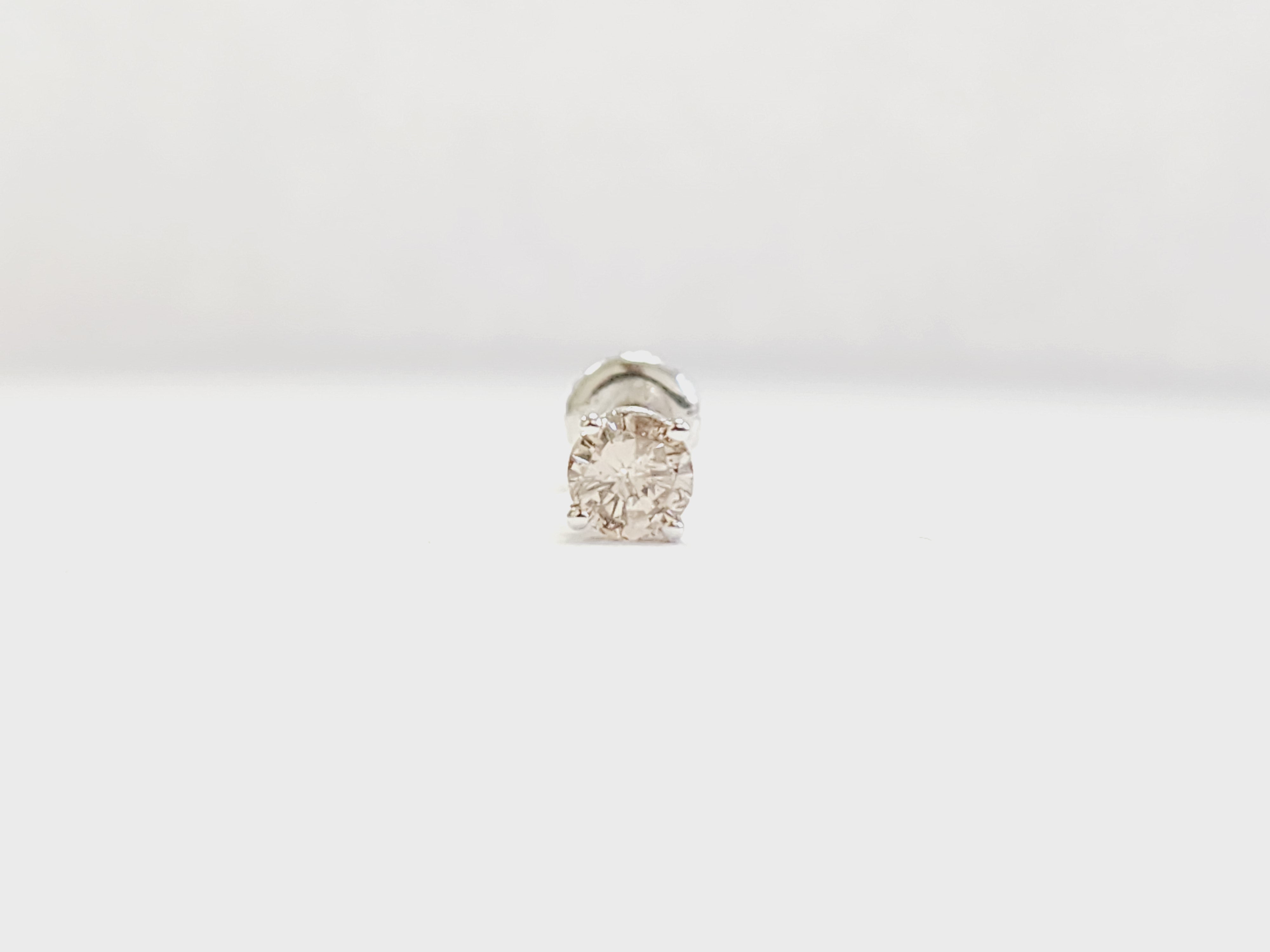 0,36 Karat natürlicher Diamant Runder Diamant-Ohrstecker aus Weißgold 14 Karat