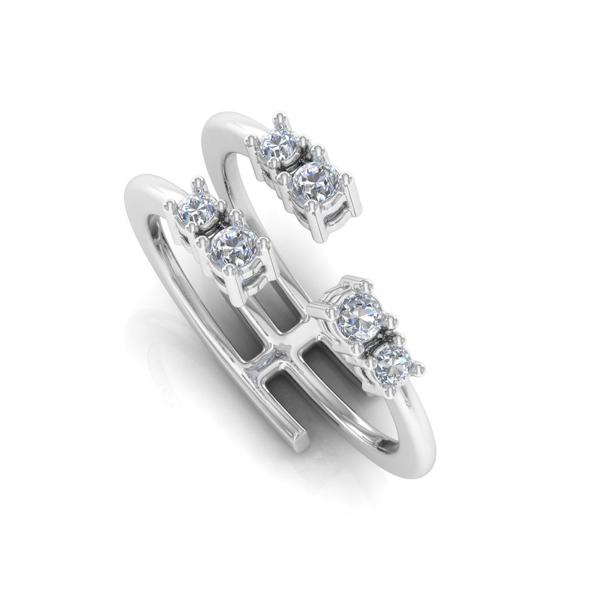 For Sale:  0.36 Carat SI Clarity HI Color Diamond Cuff Ring 10 Karat White Gold Jewelry 2