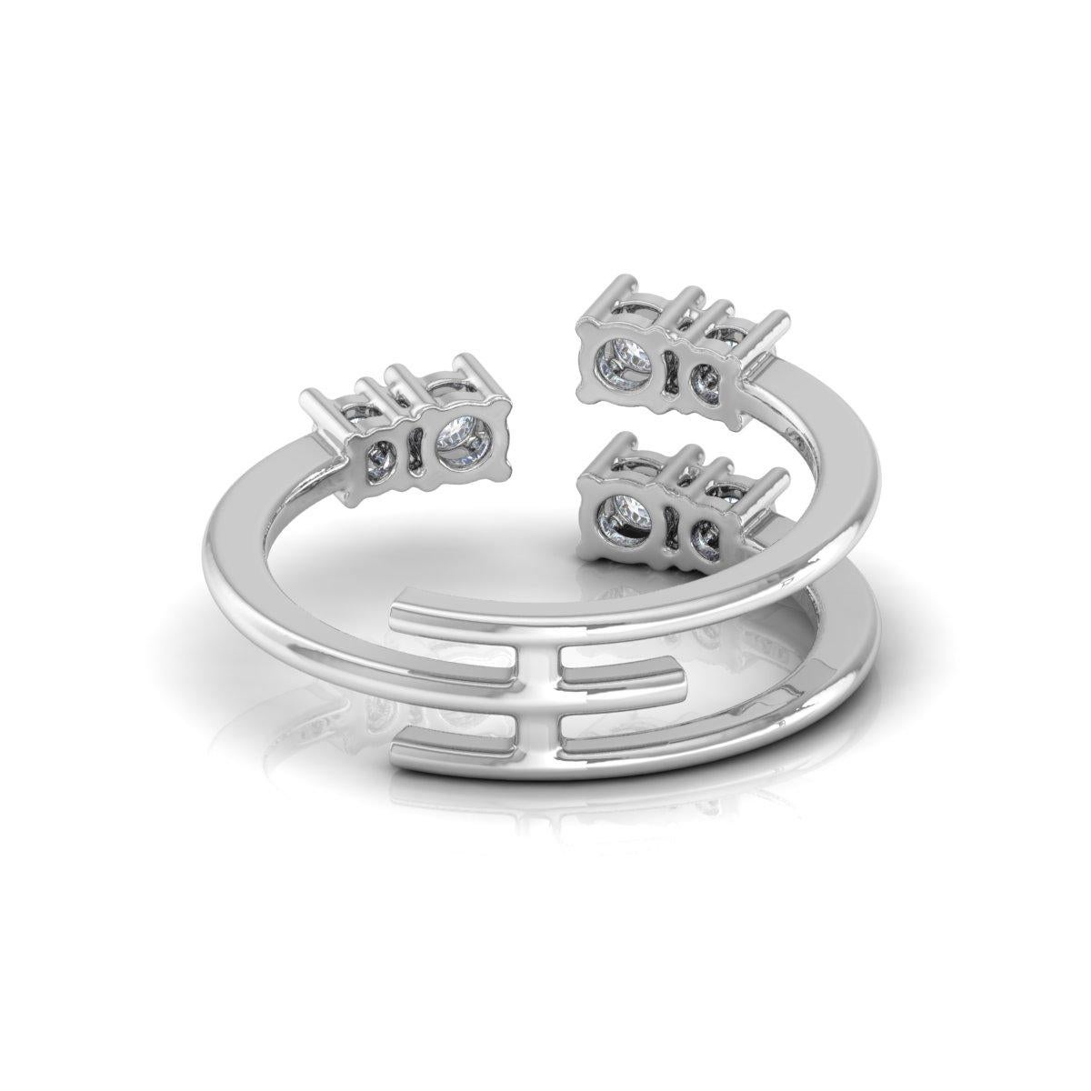 For Sale:  0.36 Carat SI Clarity HI Color Diamond Cuff Ring 10 Karat White Gold Jewelry 4