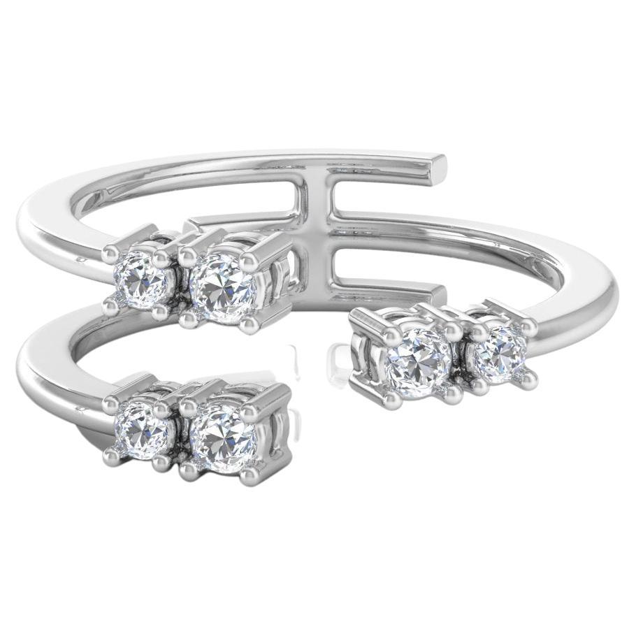 0.36 Carat SI Clarity HI Color Diamond Cuff Ring 10 Karat White Gold Jewelry