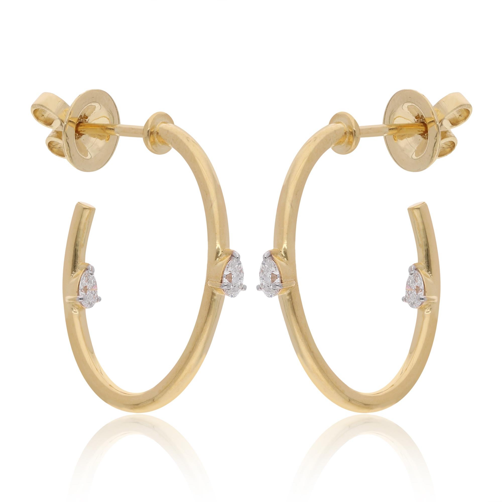 0.36 Carat SI/H Diamant taille poire Brilliante Boucles d'oreilles or jaune 18 carats Neuf - En vente à Diera, Dubai