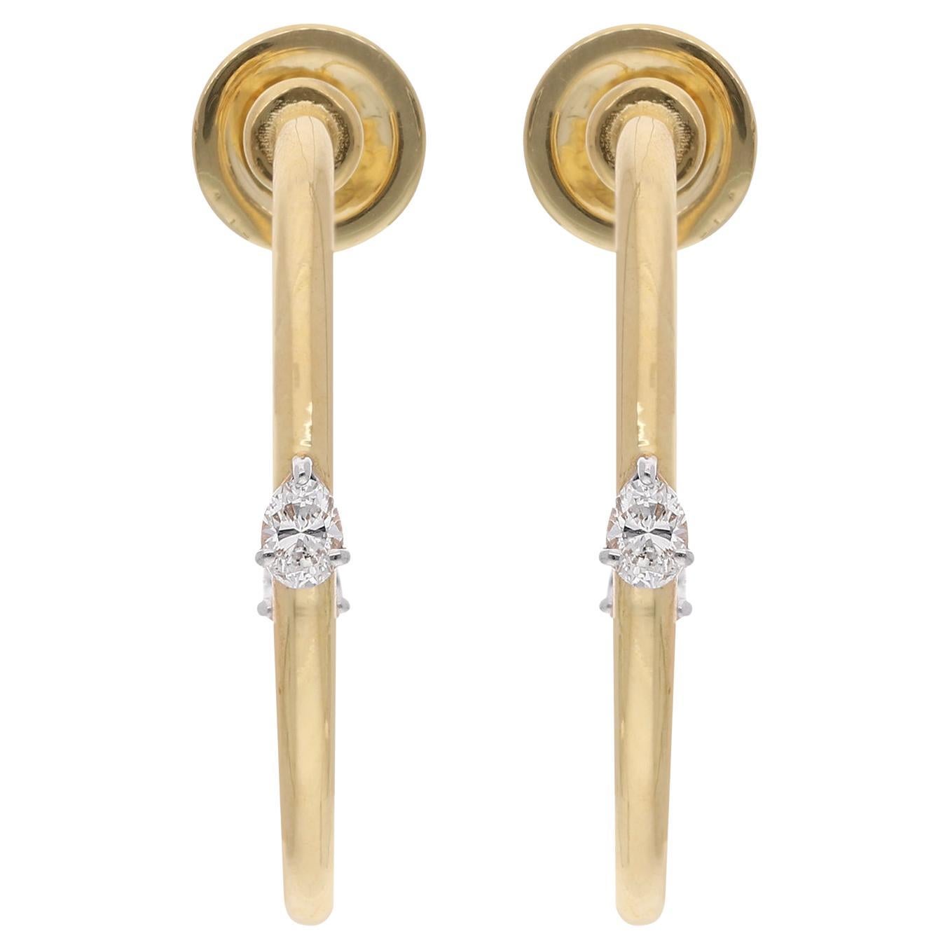 0.36 Carat SI/H Pear Brilliant Cut Diamond Hoop Earrings 18 Karat Yellow Gold