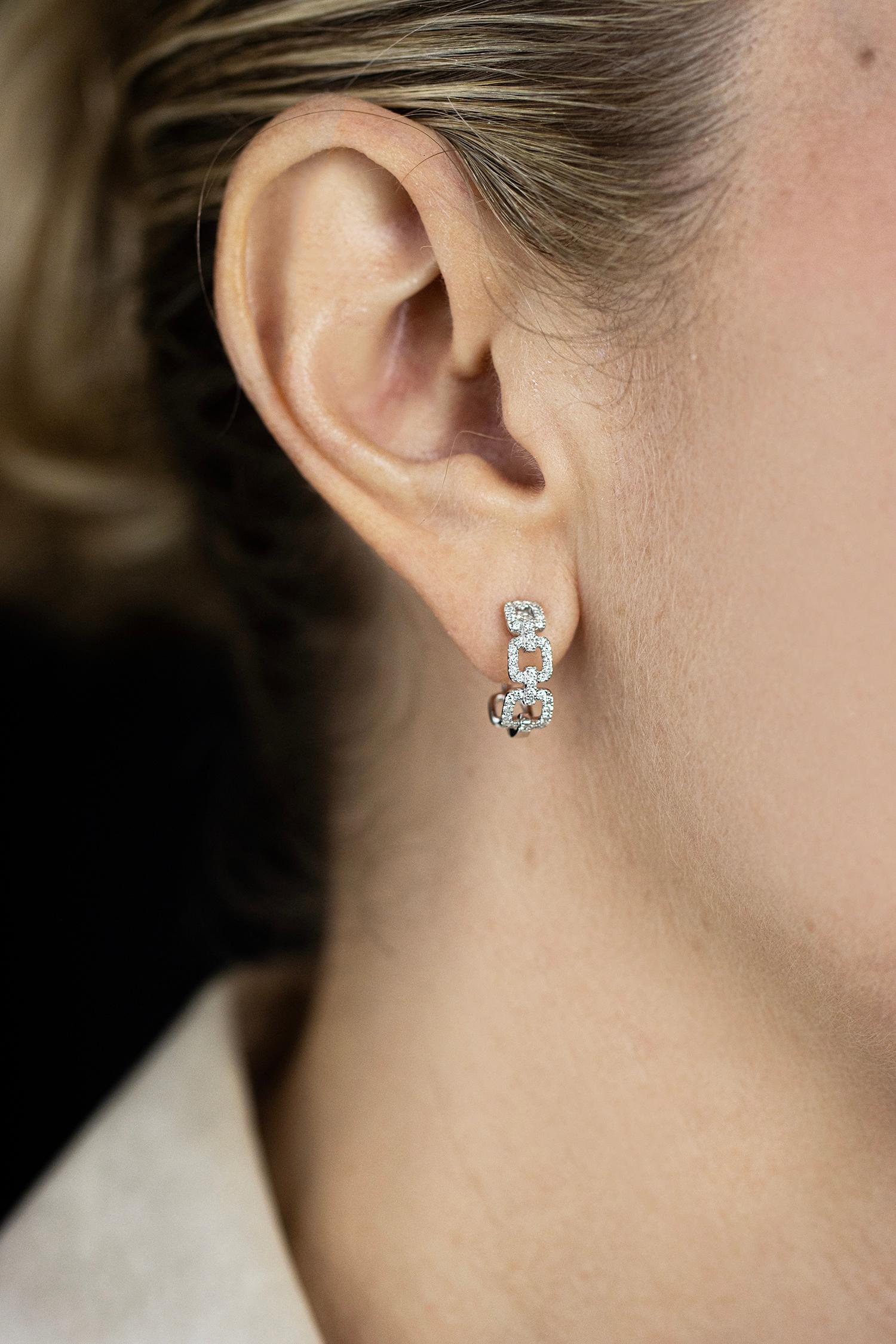 Contemporary Roman Malakov 0.36 Carat Total Round Brilliant Cut Diamond Open-Work Earrings For Sale
