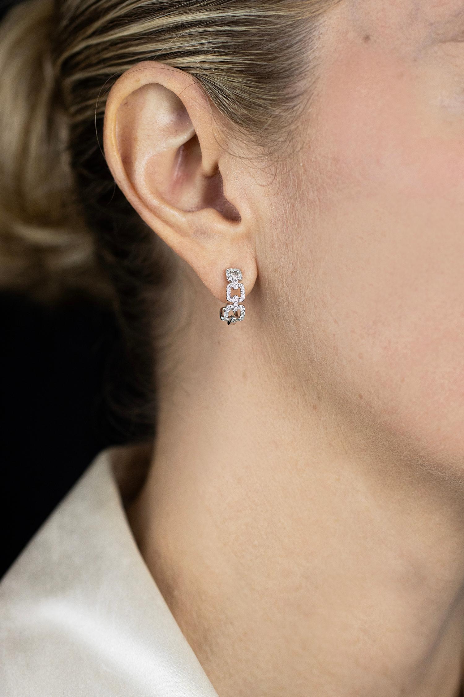 Round Cut Roman Malakov 0.36 Carat Total Round Brilliant Cut Diamond Open-Work Earrings For Sale