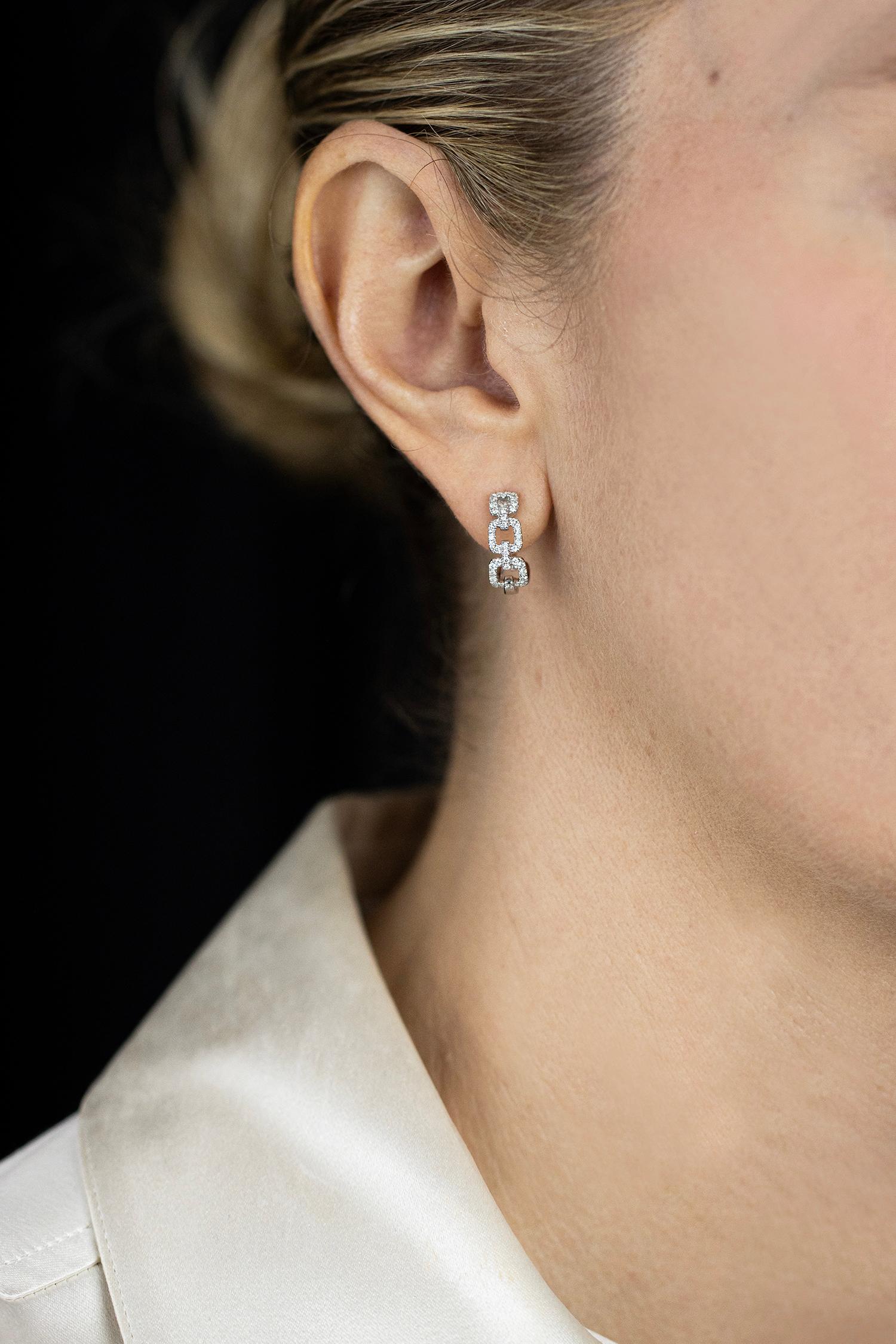 Roman Malakov 0.36 Carat Total Round Brilliant Cut Diamond Open-Work Earrings In New Condition For Sale In New York, NY