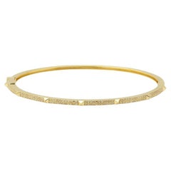 0.36 Carat Total Weight Diamond & Pyramid 14 Karat Yellow Gold Bangle