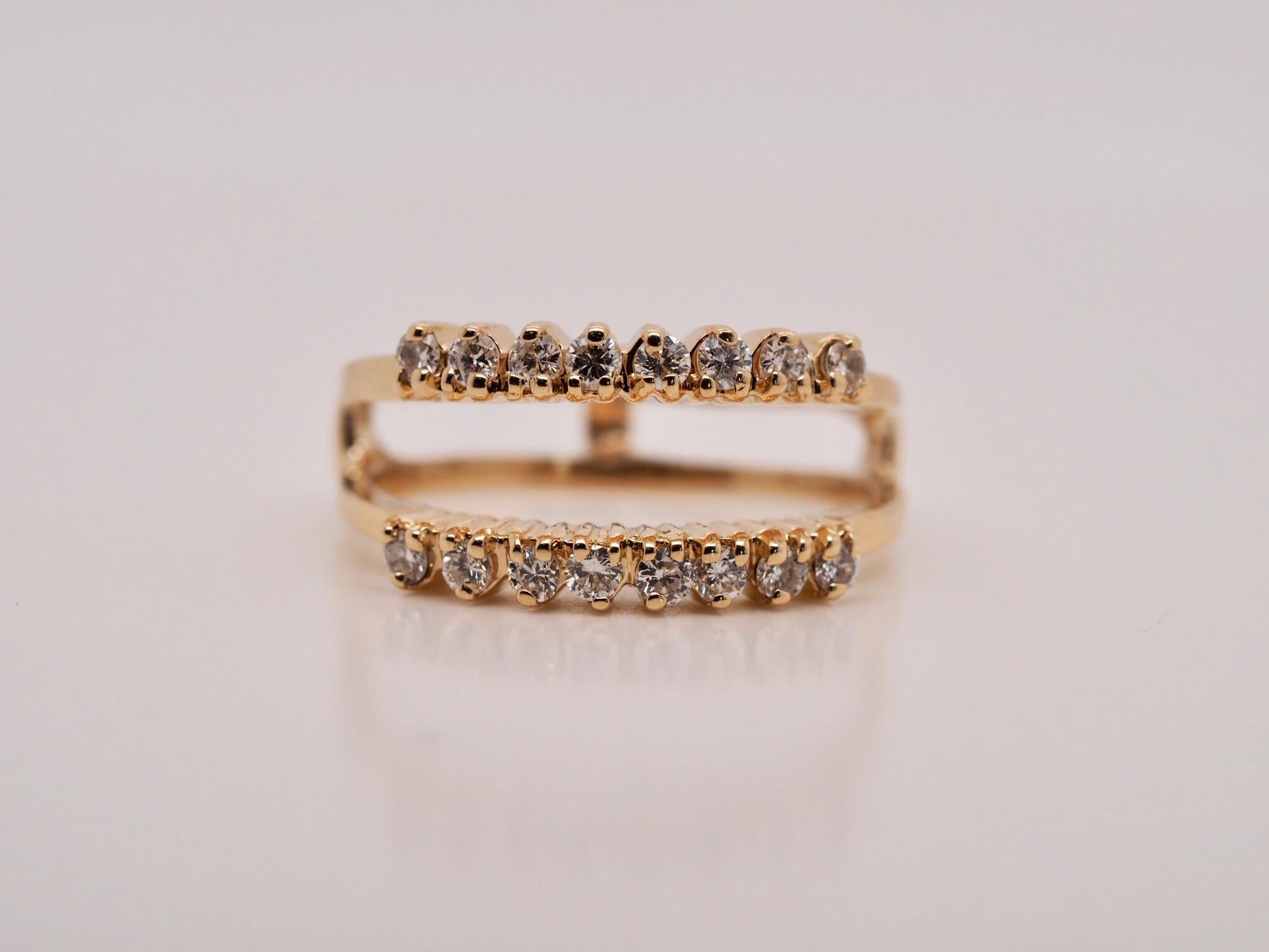 0.36 Carat Vintage Style 14 Karat Yellow Gold Diamond Ring Enhancer