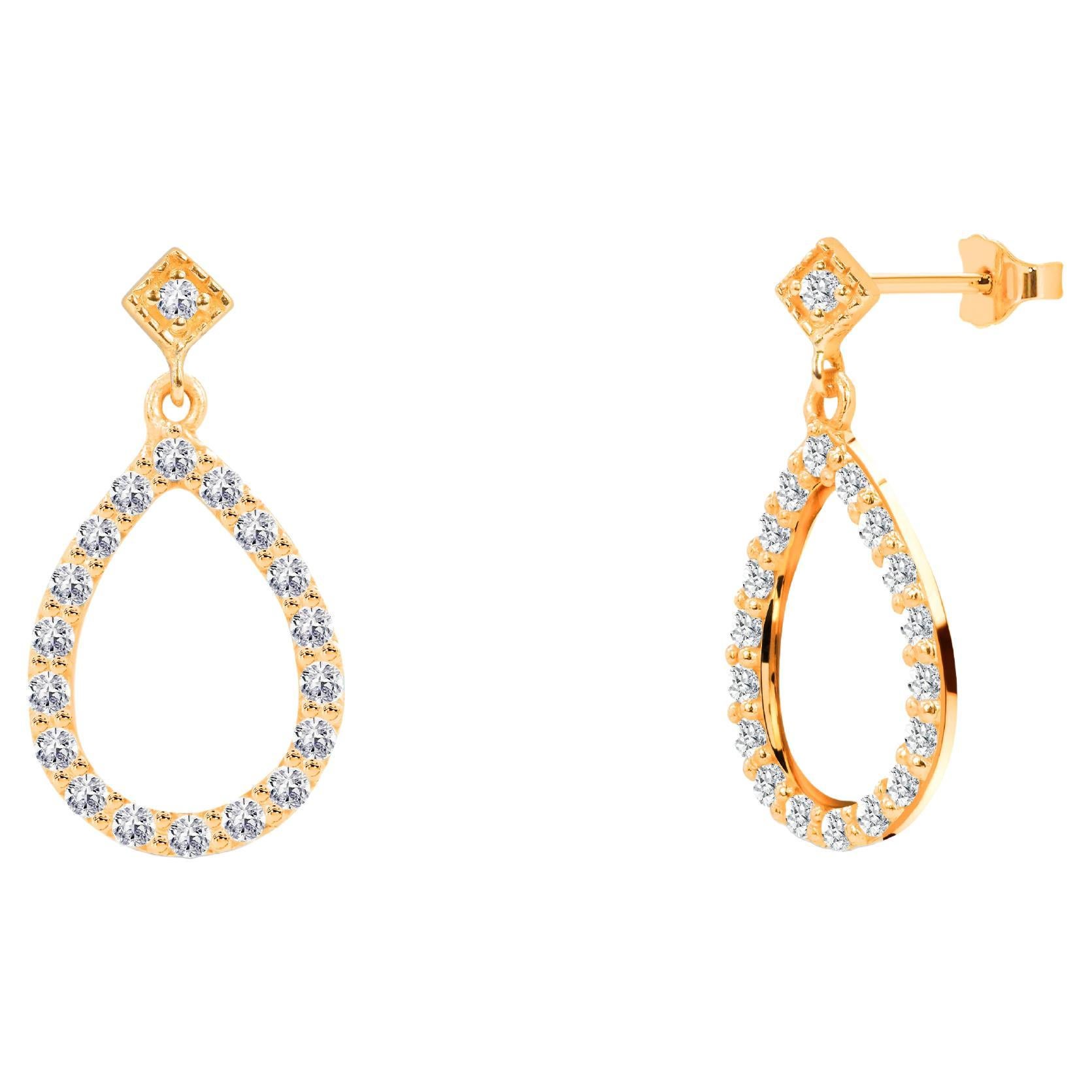 0.36ct Diamond Open Pear Studs Earrings in 14k Gold For Sale
