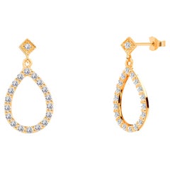 0.36ct Diamond Open Pear Studs Earrings in 14k Gold