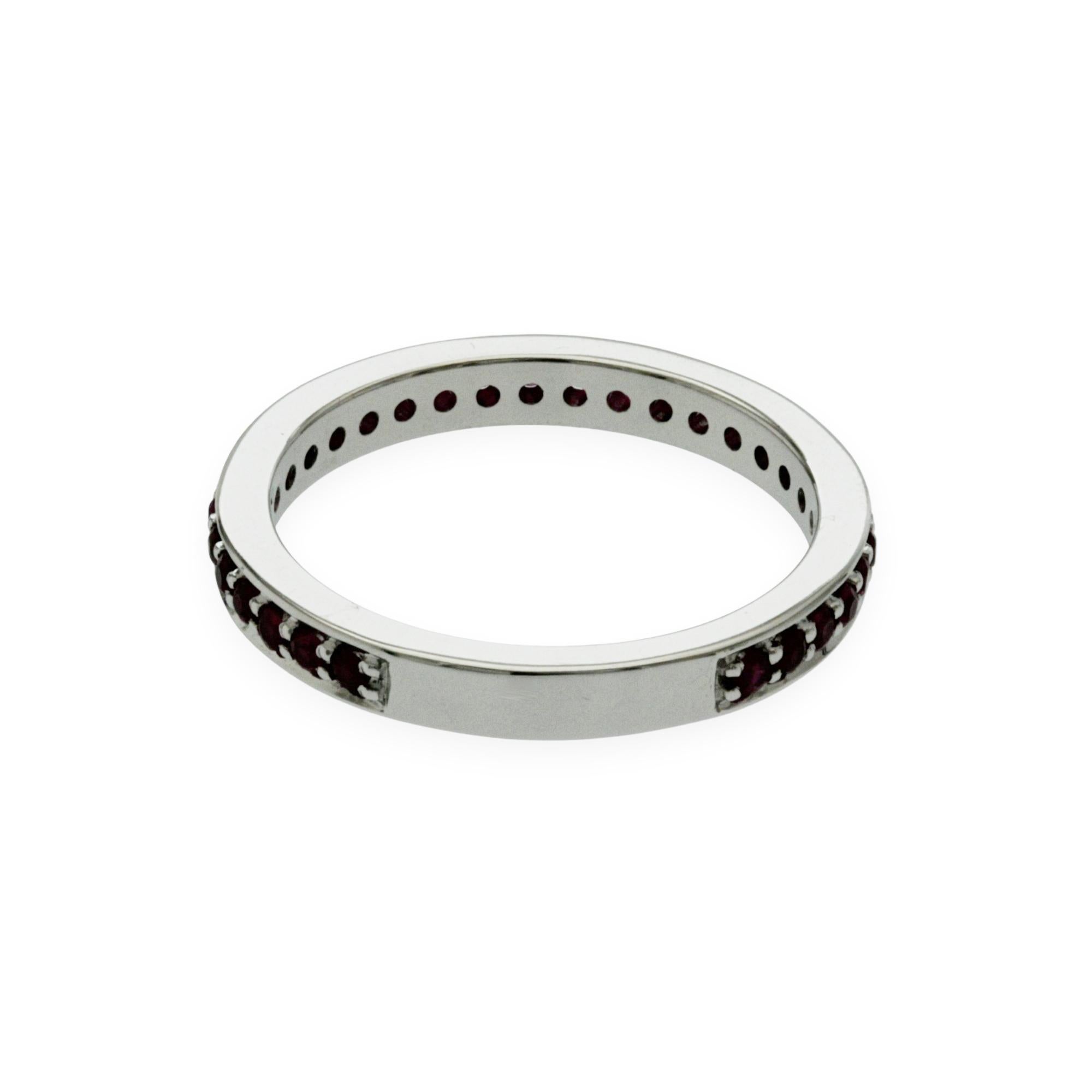 0.36 CT Natural Ruby14K White Gold Band Ring (Bague en or blanc 14K) Unisexe en vente