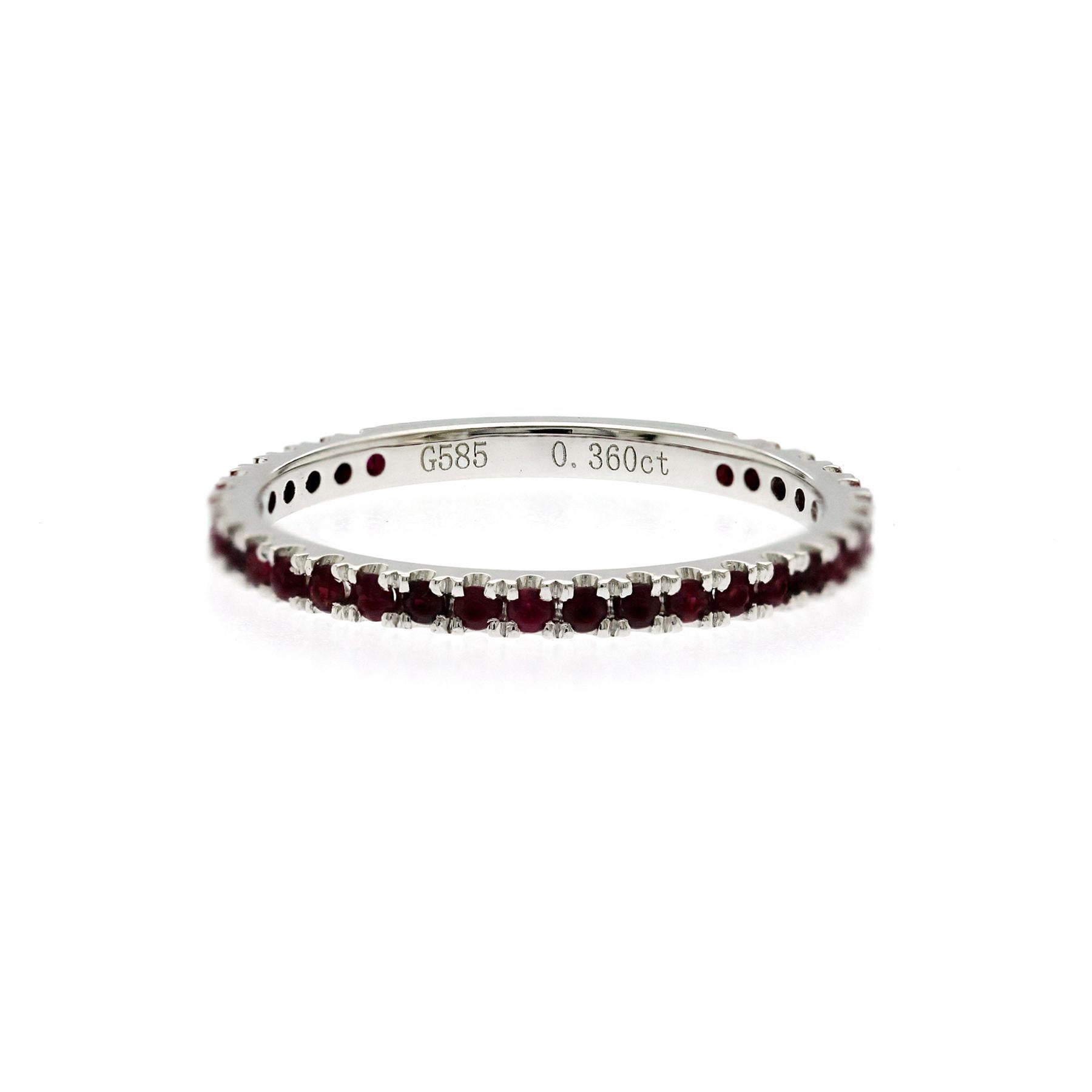 0.36 CT Rubí Natural14K Anillo de Oro Blanco Tamaño 5.5 en Nuevo estado para la venta en Los Angeles, CA