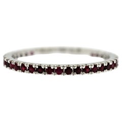 0.36 CT Natural Ruby14K White Gold Band Ring Size 5.5