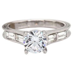 0.36 CTW Frederic Sage Side Baguette Diamond Semi Mount Ring in 14K White Gold