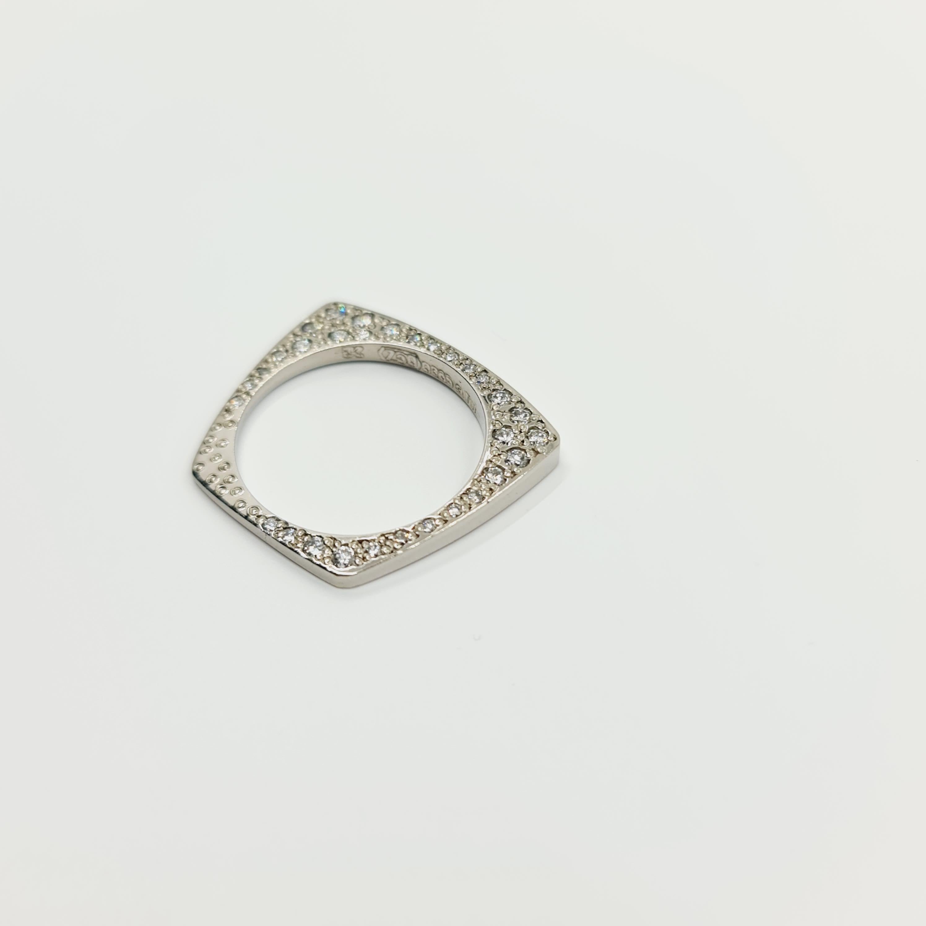 Women's 0.365 Carat Diamond Ring G/SI1 18k White Gold, 31 Brilliant Cut Pave Diamonds For Sale