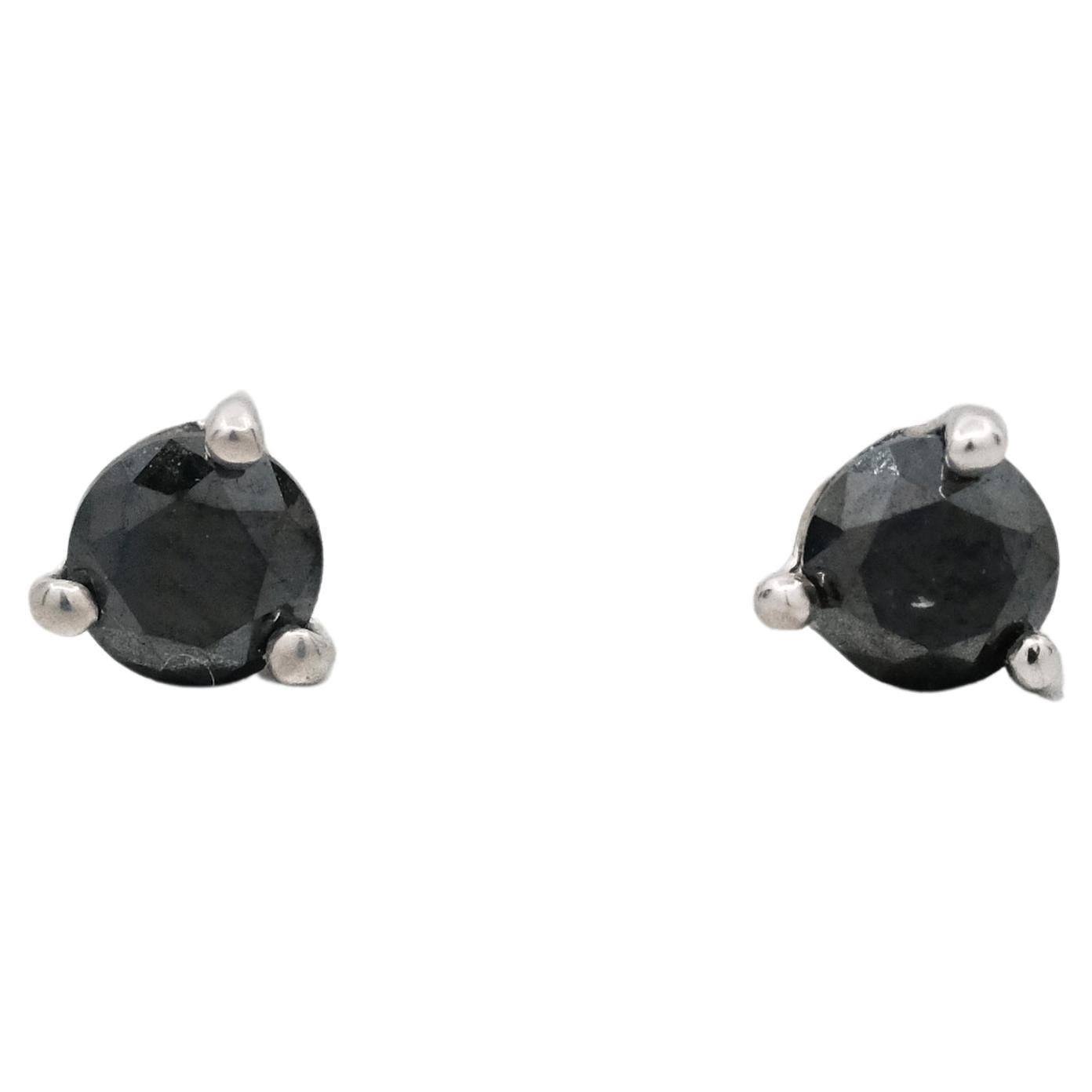 0.36ct Black Diamonds Earstuds, in 18k white gold