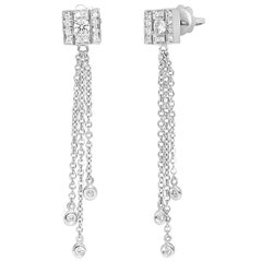 0.36ct Carats Damiani Drop Diamond Earrings F-G/VVS/VS 1.8 Long 18K White Gold