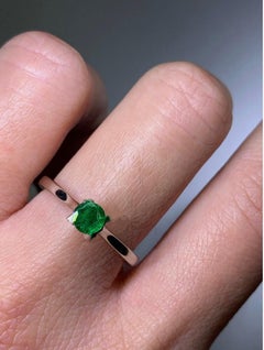 0.36ct Colombian Emerald Solitaire Engagement Ring In 18ct White Gold
