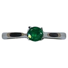 0.36ct Colombian Emerald Solitaire Engagement Ring In 18ct White Gold