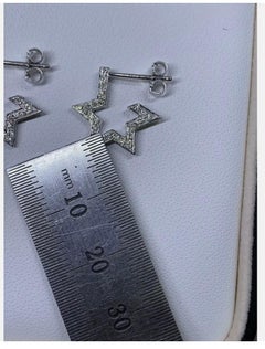 0.36ct Diamond Chunky Star Hoops Huggies Earrings 18ct White Gold
