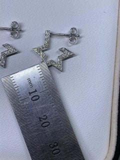 0.36ct Diamond Chunky Star Hoops Huggies Earrings 18ct White Gold