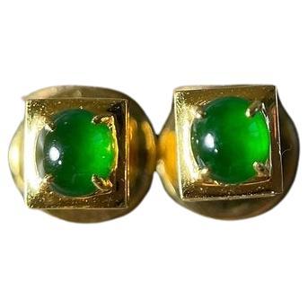 0.36Ct Grade A Burma Jadeite Jade Stud earring in 18k solid gold