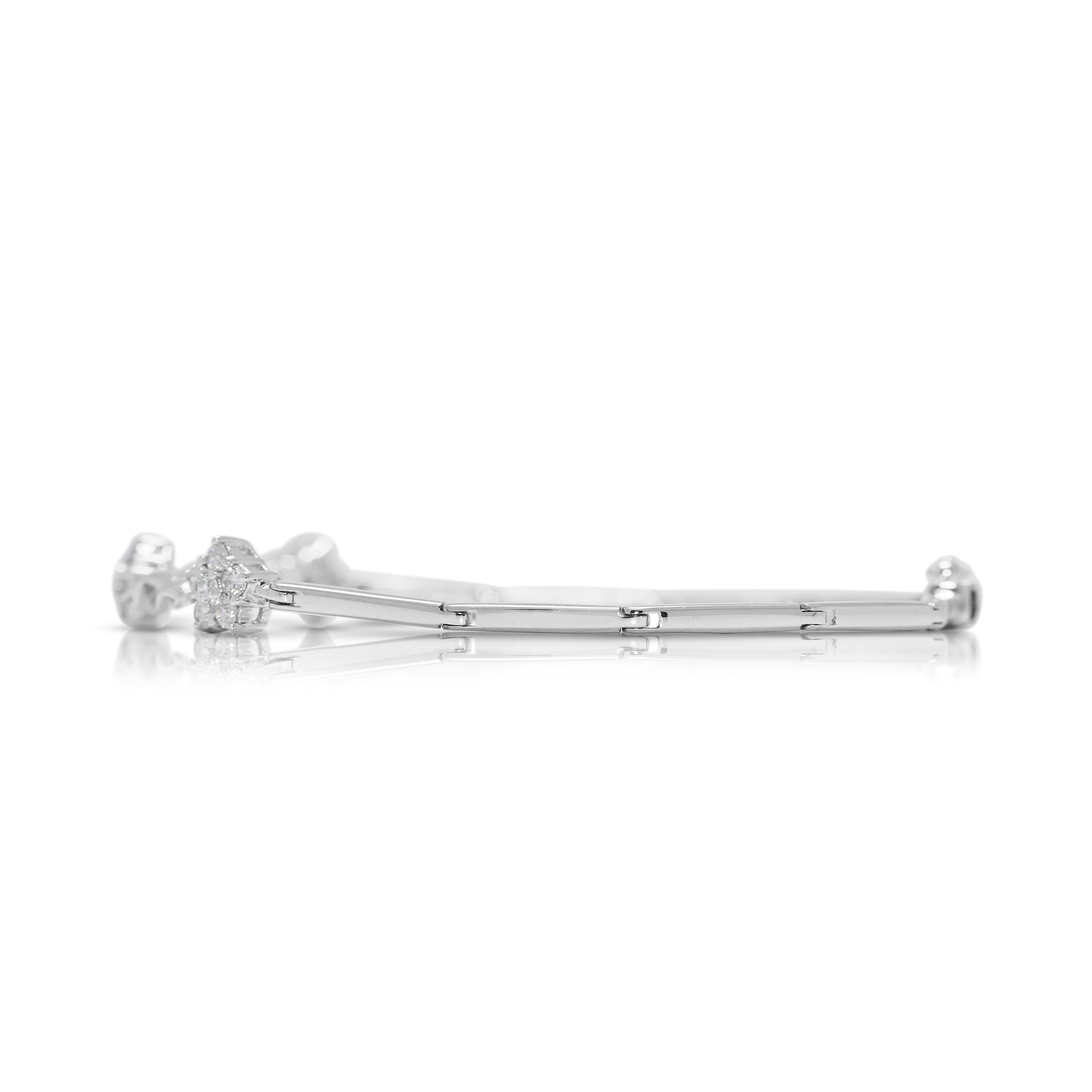 Round Cut 0.36ct Natural Diamond Star Motif Bracelet in 18K White Gold For Sale