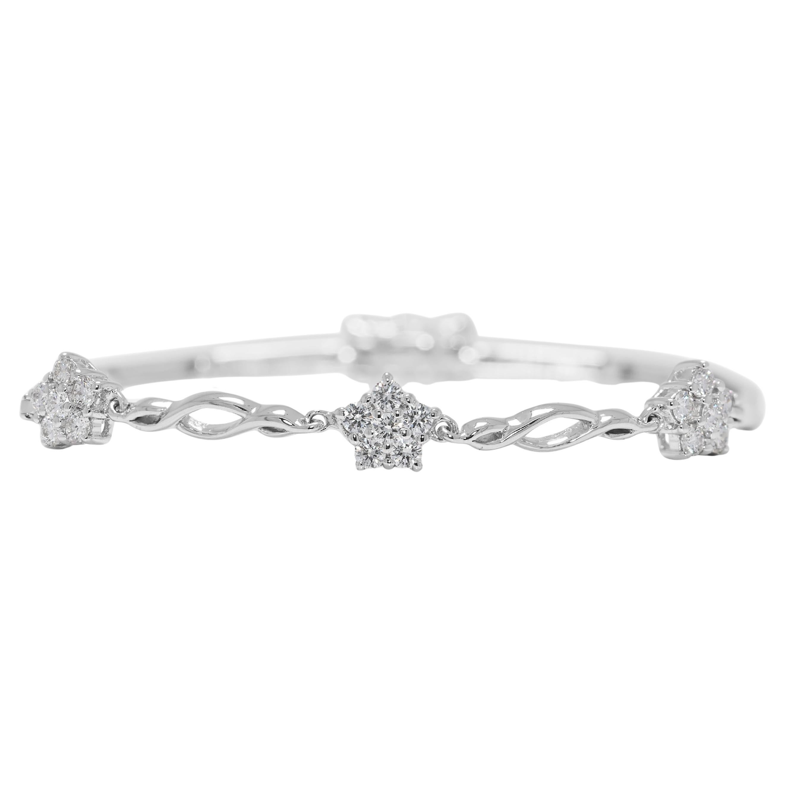 0.36ct Natural Diamond Star Motif Bracelet in 18K White Gold