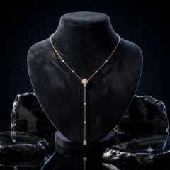 0.36ct Round & 0.26ct Baguette Diamond Lariat Necklace, 14K Yellow Gold