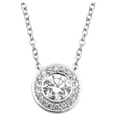 0.36ct Round Diamond Bezel Set Pendant in 18KT White Gold