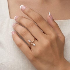 0.36ct SI/H Natural Diamond Open Bypass Two Stone Ring 18 Karat Rose Gold