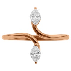 0.36ct SI/H Natural Diamond Open Bypass Two Stone Ring 18 Karat Rose Gold