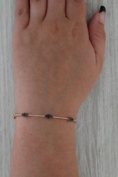 0.36ctw Schwarzer Weißer Diamant-Armreif 14k Rose Gold 6.5" Stapelbar