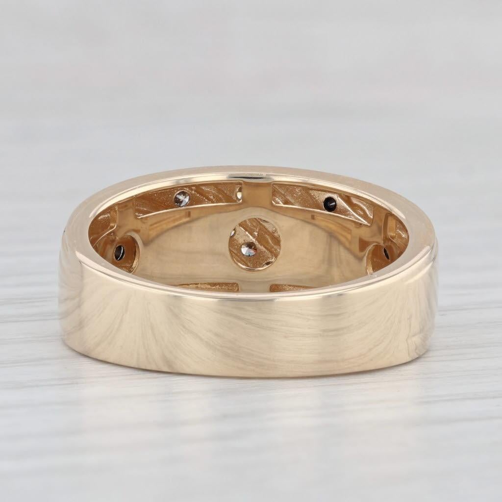 0.36ctw Brown Black Diamond Ring 10k Yellow Gold Men's Wedding Band Size 10.25 2