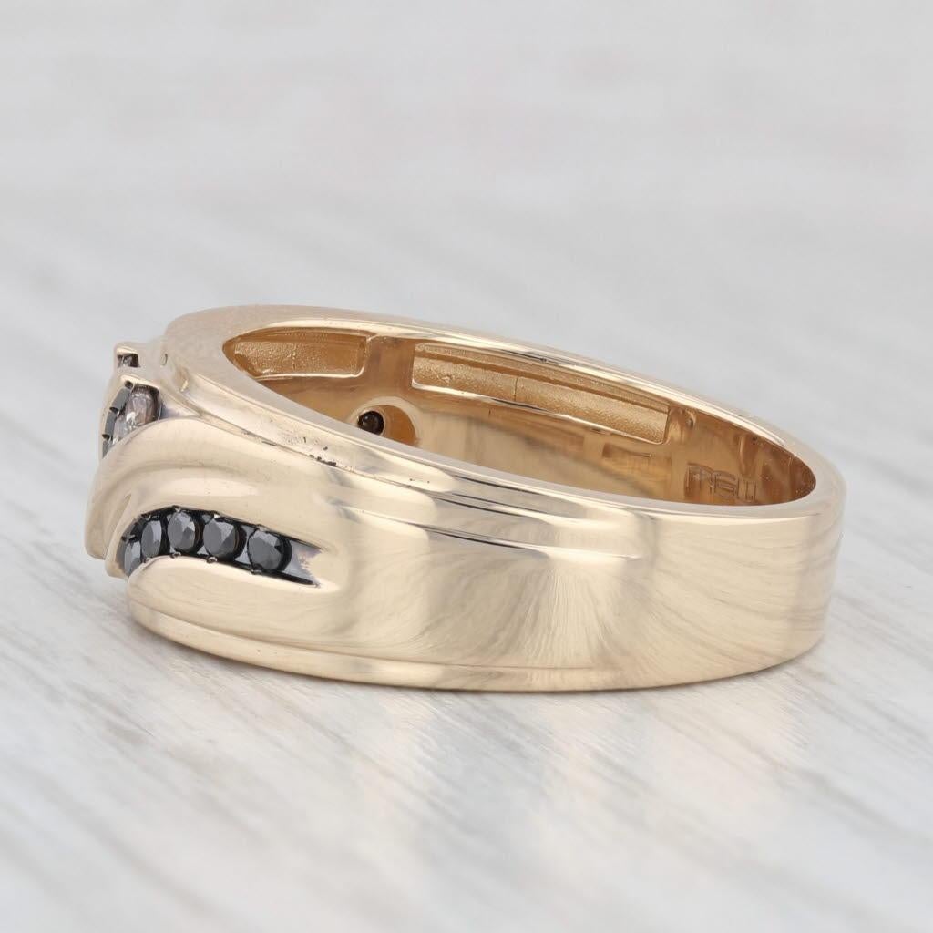0.36ctw Brown Black Diamond Ring 10k Yellow Gold Men's Wedding Band Size 10.25 3