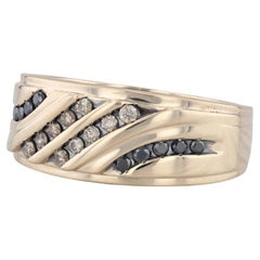 0.36ctw Brown Black Diamond Ring 10k Yellow Gold Men's Wedding Band Size 10.25