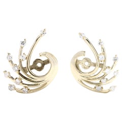 0.36ctw Diamond and Gold Swirl Earring Jackets, 14k Yellow Gold, Length 0.62 In 