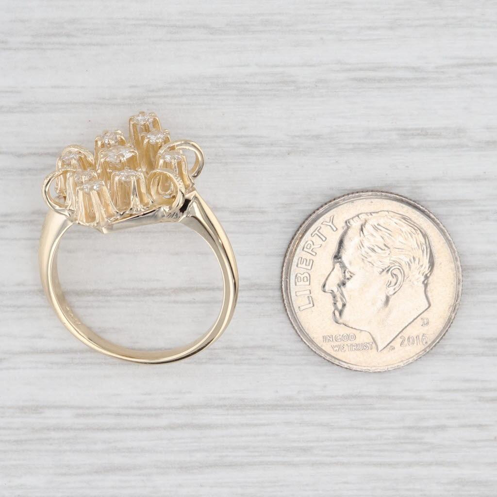 Anello a grappolo con diamanti da 0,36 carati in oro giallo 14k Misura 6,25 Cocktail in vendita 4