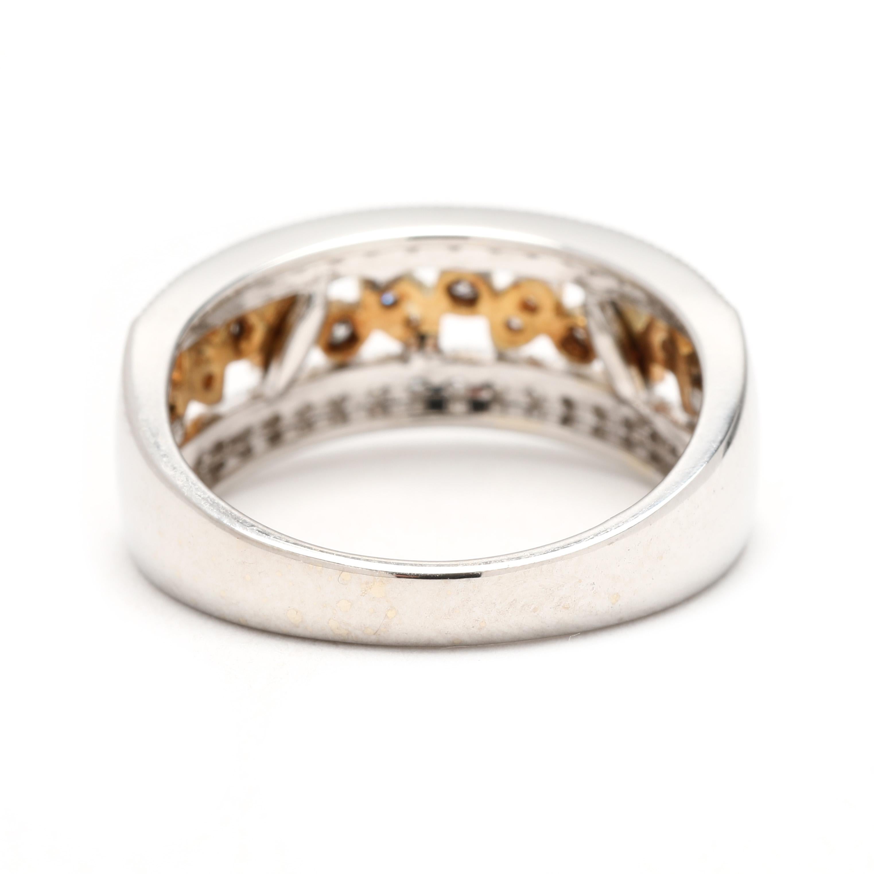Taille ronde 0.36ctw Diamond Cutout Band, 14k Yellow and White Gold, Taille de bague 6.25 en vente