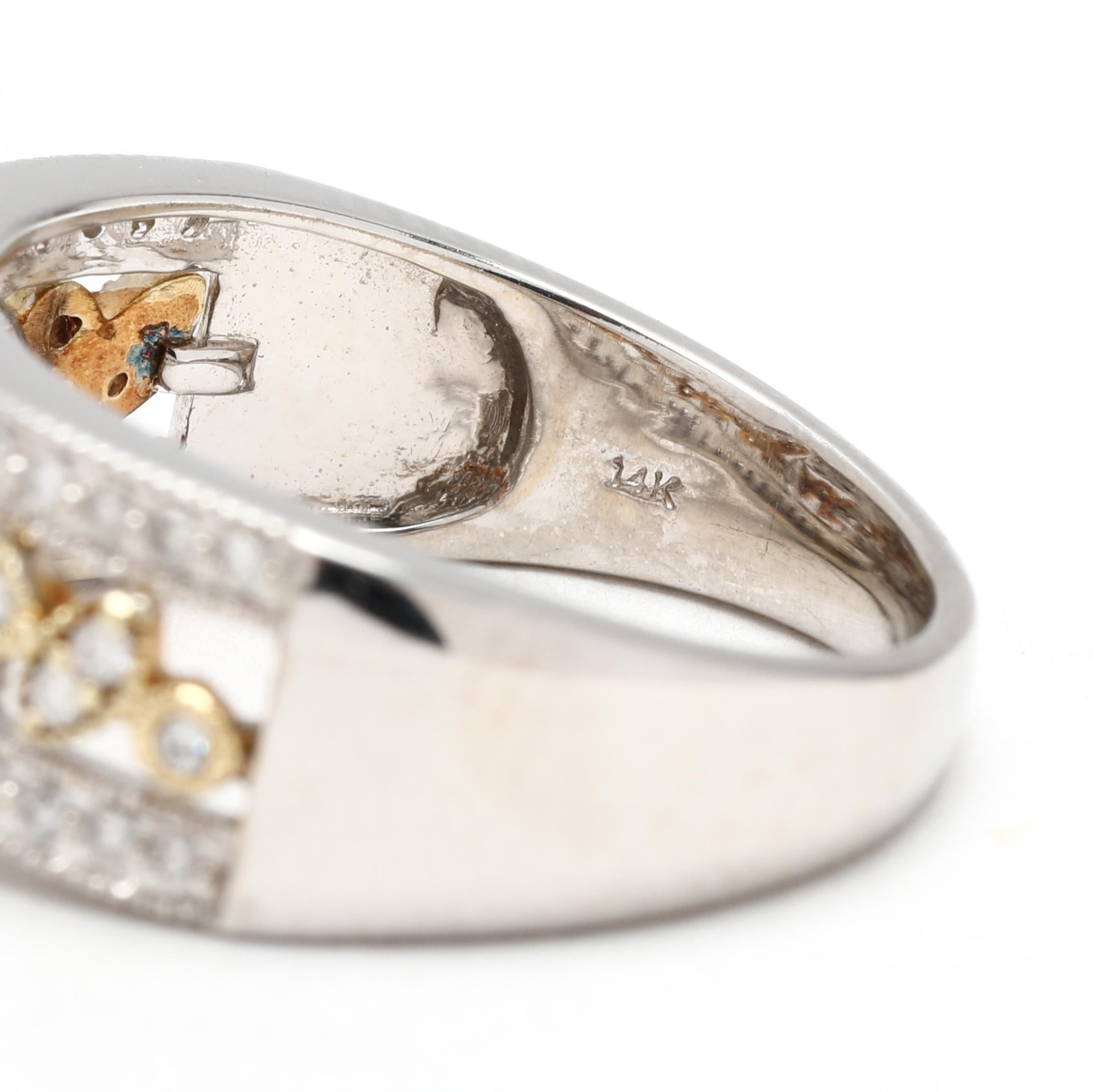 0.36ctw Diamond Cutout Band, 14k Yellow and White Gold, Taille de bague 6.25 Unisexe en vente