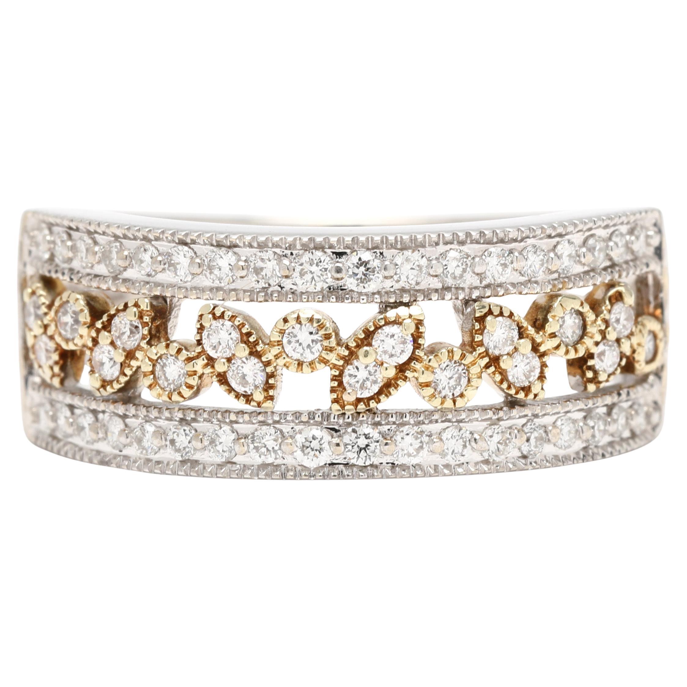 0.36ctw Diamond Cutout Band, 14k Yellow and White Gold, Taille de bague 6.25