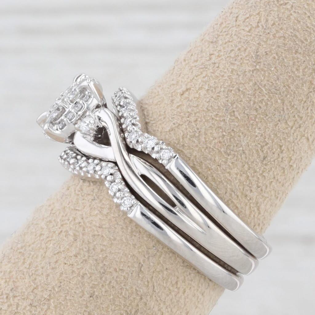 Round Cut 0.36ctw Diamond Engagement Ring Wedding Bands Bridal Set 10k White Gold Size 7 For Sale