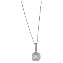 0.36ctw Diamond Halo Pendant Necklace 14k White Gold 18" Cable Chain
