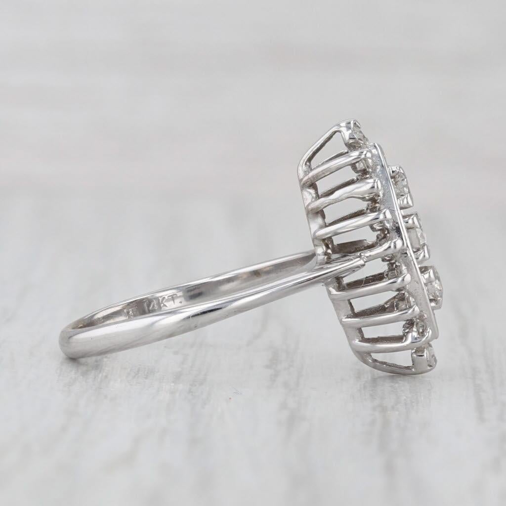 da uomo o donna Anello aureolato con diamanti da 0,36 carati in oro bianco 14k, misura 6, fidanzamento a forma di marquise in vendita