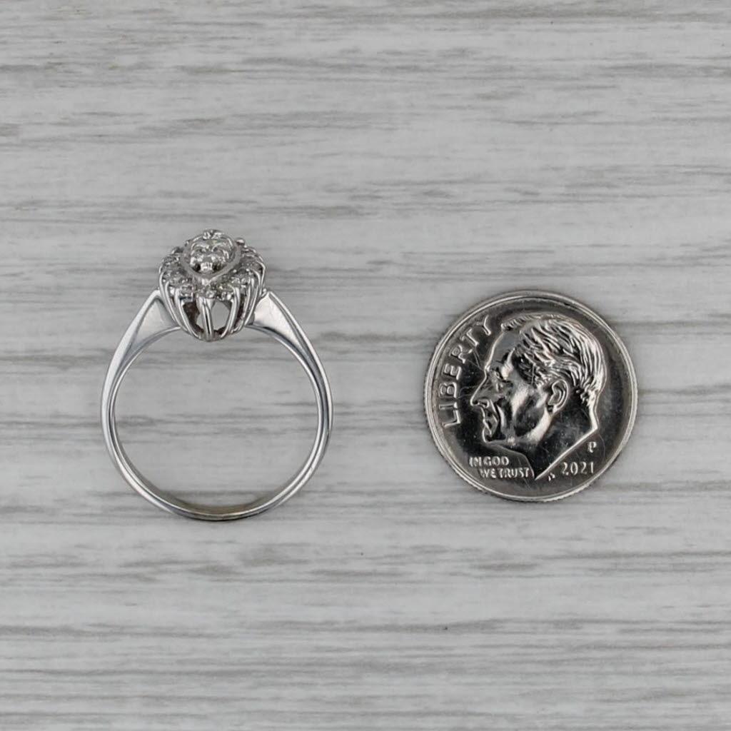 Anello aureolato con diamanti da 0,36 carati in oro bianco 14k, misura 6, fidanzamento a forma di marquise in vendita 2