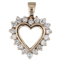 0.36ctw Diamond Open Heart Pendant 14k Yellow Gold Small Drop
