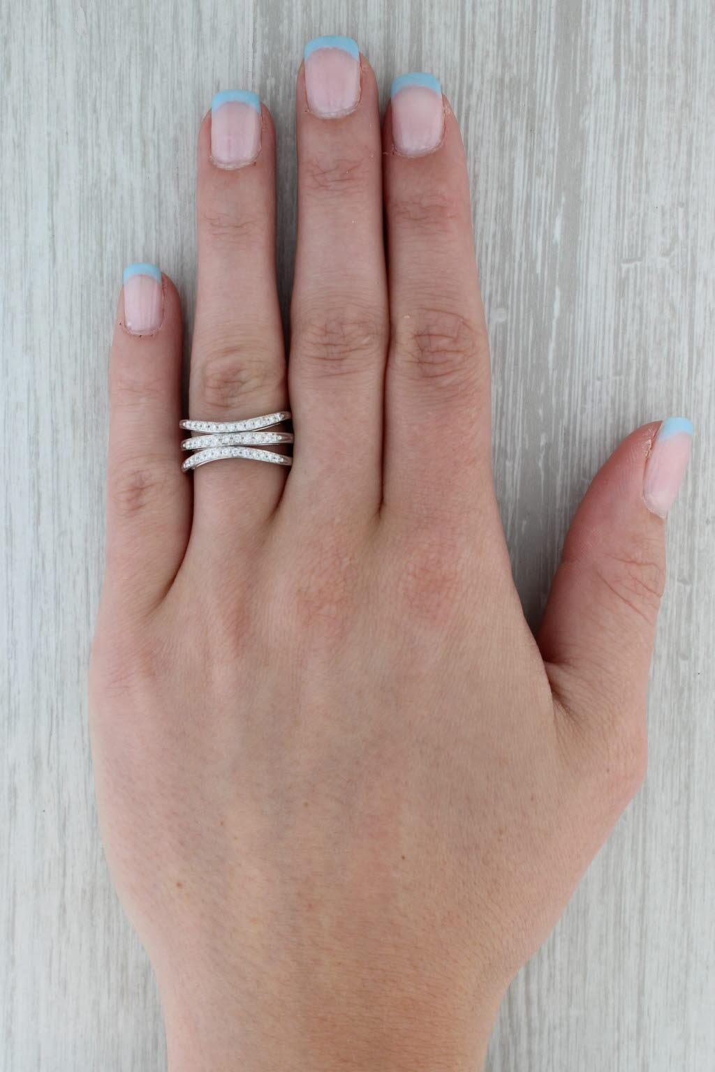 0.36ctw VS2 Diamond Multi-Band Ring 18k White Gold Size 6.75 For Sale 4