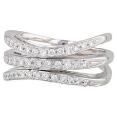 Bague à plusieurs anneaux en or blanc 18 carats avec diamants VS2 0,36 carat, taille 6,75
