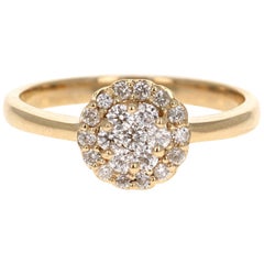 0.37 Carat Diamond 14 Karat Yellow Gold Cluster Ring