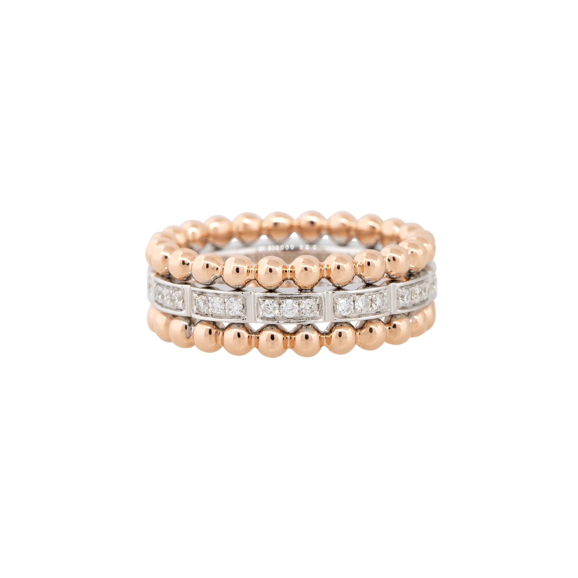 18k White and Rose Gold 0.37ctw Diamond 3 Row Bump Band
Style: Women's Diamond 3 Row Band
Material: 18k White Gold and 18k Rose Gold
Main Diamond Details: Approximately 0.37ctw of Round Brilliant cut Diamonds
Ring Size: 6.25 (Cannot be sized)
Item